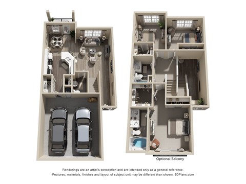 Floor plan for 3 beds, 2.5 baths, 1567 sqft